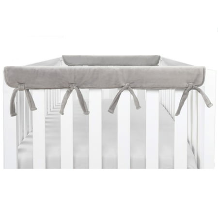 American Baby Company Heavenly Soft Chenille Reversible Rail Covers for Crib Sides, 2 Piece, Gray & White