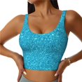 thumbnail image 2 of Uemuo Blue Glitter Pattern Women's Sports Bra - High Impact Support, Breathable, and Comfortable Athletic Bra for Running, Yoga, and Workouts, 2 of 9