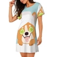thumbnail image 2 of Lsque Corgi With Towel Ans Slice Cucumber Pattern Nightgowns for Women Sleep Shirts Short Sleeve Nightshirt Pullover Nightdress Soft Sleepwear Relaxed Fit Nightdress, 2 of 6