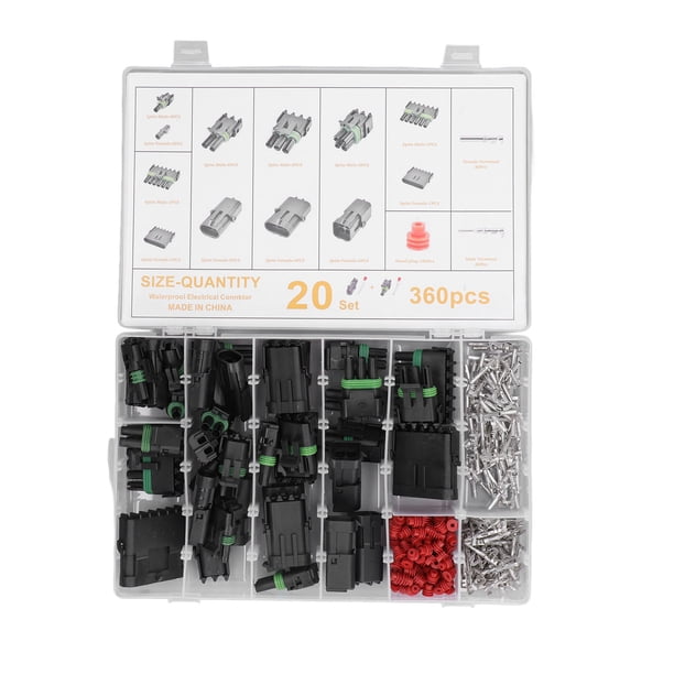 Kit de conectores de cables para automóvil a prueba de agua, 360 piezas, terminales a prueba de agua, conectores de terminales de cables de llama, terminales de cobre estañado, rendimiento comprobado
