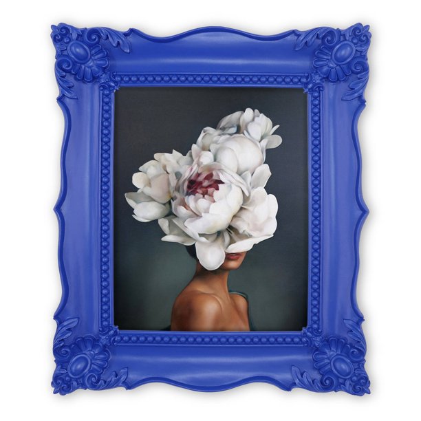 Blue 8x10 Picture Frame for Wall and Tabletop, Flower Embossed Photo Frame with Glass