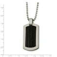 thumbnail image 3 of Stainless Steel Polished With Black IP-Plated Cable Dog Tag 24in Necklace; 24 inch; for Adults and Teens; for Women and Men, 3 of 3
