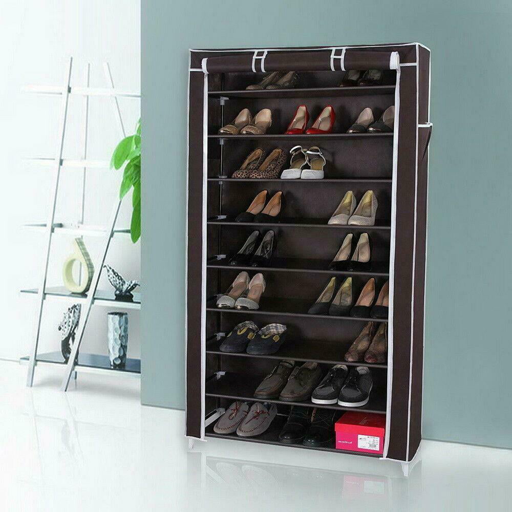 10 Tiers Shoe Rack Shelf Storage Closet Organizer Cabinet Dustproof Cover 