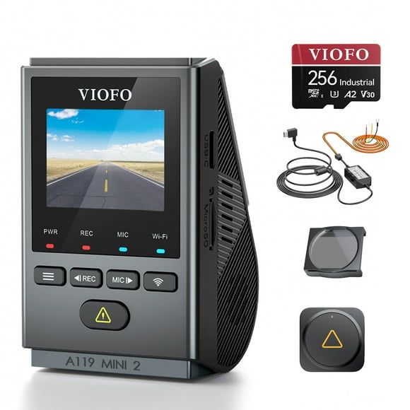 【Bundle: A119 Mini 2+CPL+256GB Card+Remote+HK4】 VIOFO Dash Cam A119 Mini 2, STARVIS 2 Sensor, 2K 60fps/HDR 30fps Voice Control