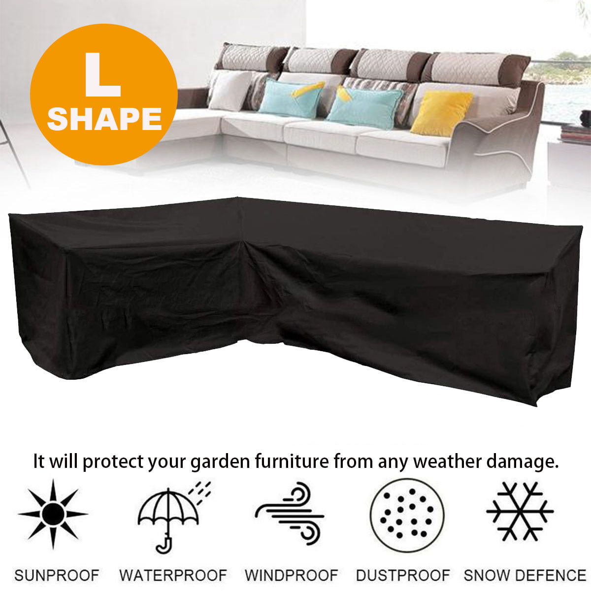 Corner Outdoor Sofa Cover Garden Rattan Corner Furniture Cover Anti-UV 