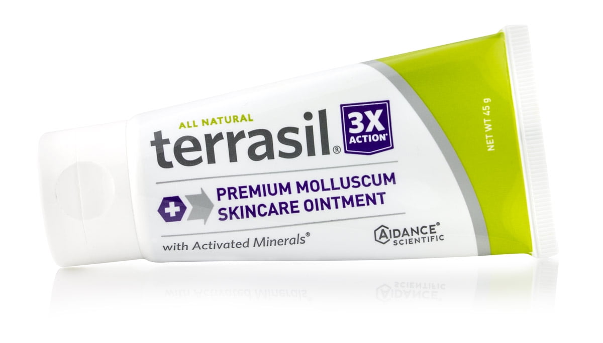 Terrasil® Molluscum Relief with All-Natural Activated Minerals® Soothes Rash, Itching & Redness from Molluscum Contagiosm 3X Triple Action (45gm tube size)