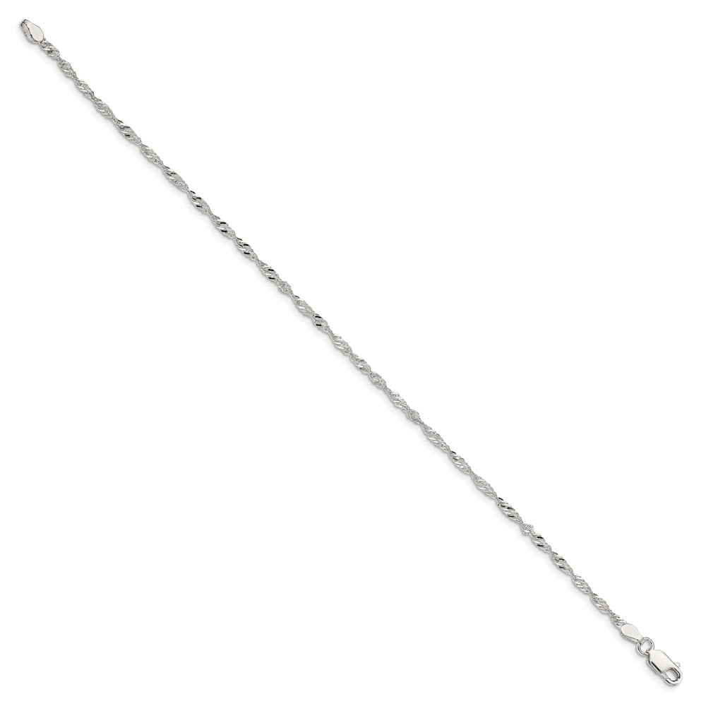 Auriga Fine Jewelry 925 Sterling Silver 2mm Singapore Chain Anklet 9inch for Women