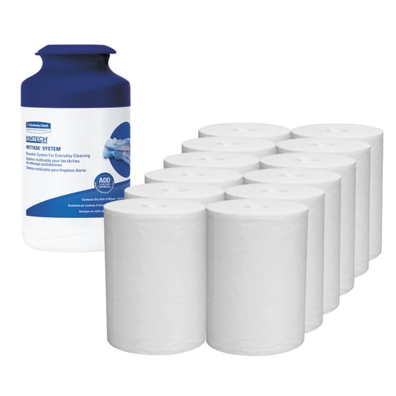 Kimtech Wipers For Small WETTASK System, Unscented, 12" x 12 1/2", 35 Wipes Per Can, Case Of 12 Cans