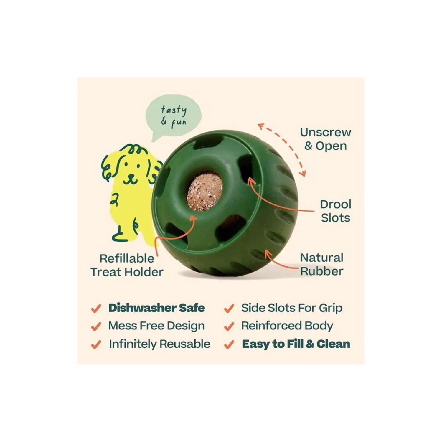 Woof The Pupsicle Treat Dispensing Dog Toy, Forest Green, Small