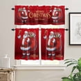 thumbnail image 2 of Red Santa Claus Kitchen Curtains and Valances Set, Merry Christmas Vintage Santa Gifts Bell Rod Pocket Window Valance Window Curtain Panels for Living Room Bedroom Laundry, 27.5x24in, 3 Pieces, 2 of 7