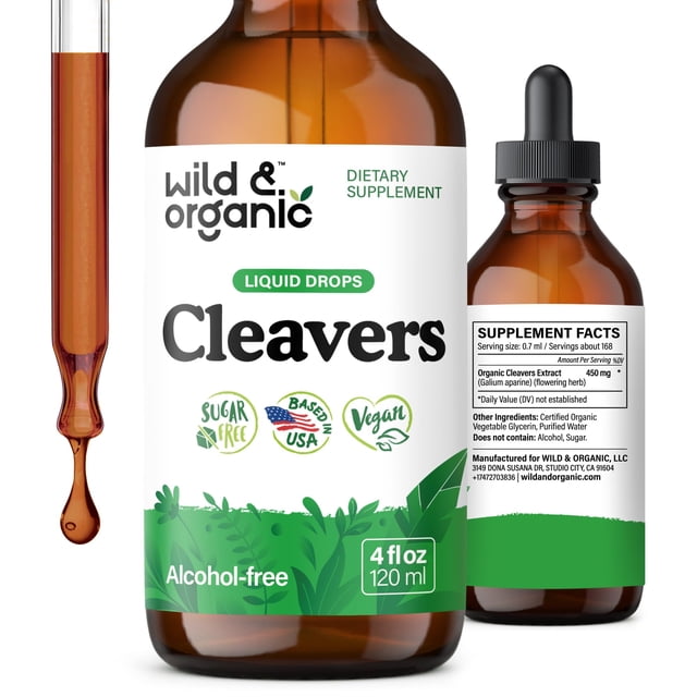 Tintura desintoxicante a base de hierbas Wild & Organic Cleavers 120 ml