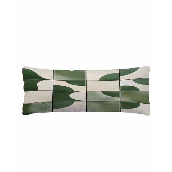 Green Abstract Body Pillow Cover 20 x 54 Inch Decorative Pillow Cover Modern Geometric Contemporary Art Lumbar Pillowcase Seasonal Rectangle Cushion Case for Couch Sofa Bed Living Room