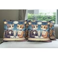 thumbnail image 6 of Ambesonne Cat Throw Pillow Cover 4 Pack, Romantic Date Night Funny Kitty, 20", Dark Blue Apricot, 6 of 7