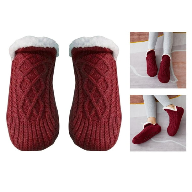 Calcetines antideslizantes Yotijar invierno Vino rojo para mujer