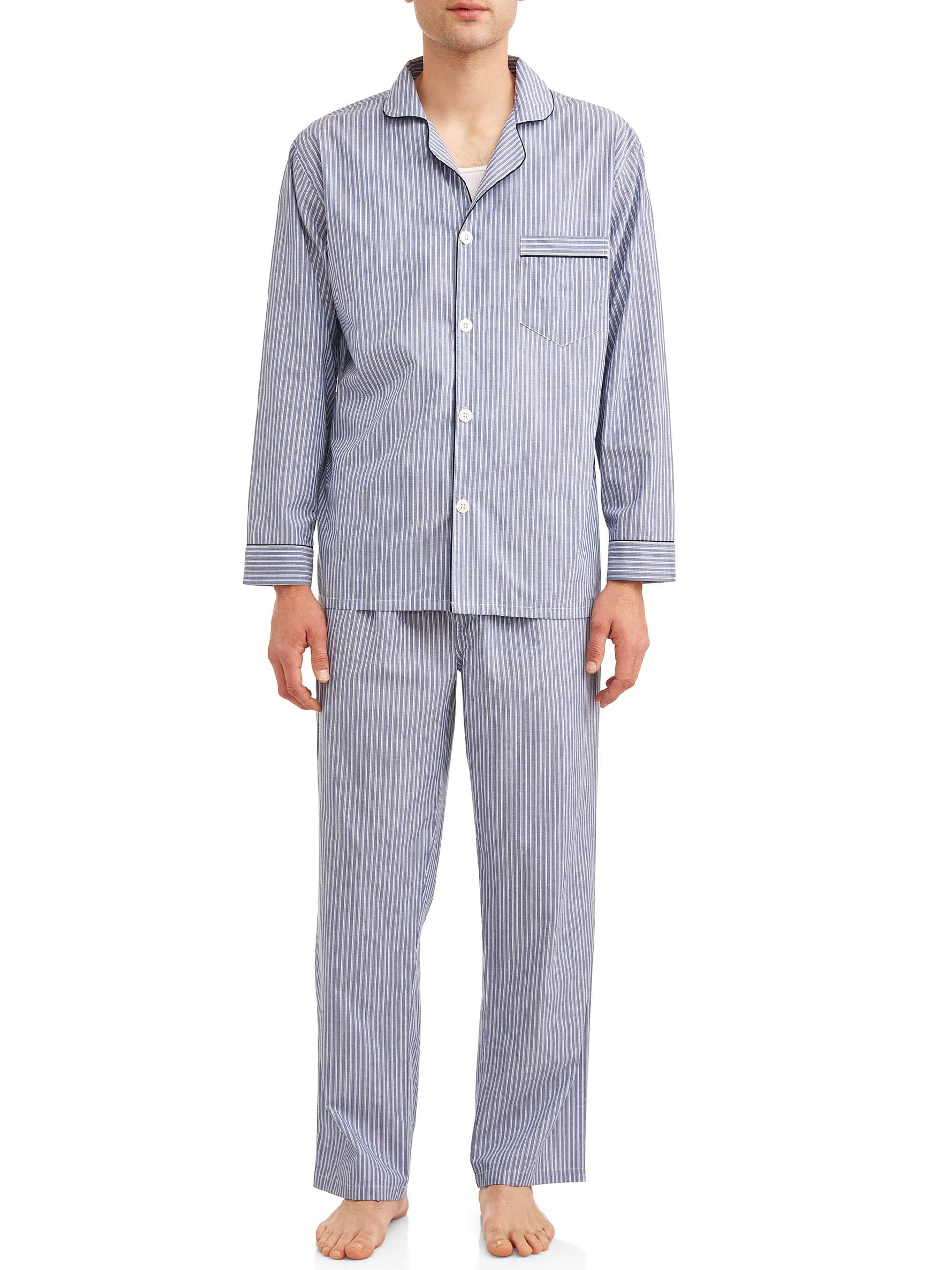 Hanes - Hanes Men's and Big Men's Long Sleeve, Long Pant Woven Pajama ...