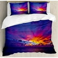 thumbnail image 3 of Ocean Duvet Cover Set Twin Size, Dreamlike Sunset in the Ocean Aurora Borealis beyond Pacific Sea Atmosphere Photo, Decorative 2 Piece Bedding Set with 1 Pillow Sham, Purple Blue, by Ambesonne, 3 of 3