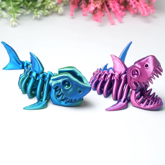 2pcs 3D Printed shark,Flexible Joint Animal lacertid Figurines,Realistic Eyes, Home Office Decor,Fidget Toy for Adults Teens Boy Festival Gifts