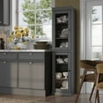 thumbnail image 3 of Palace Imports 100% Solid Wood 16.5" Kitchen Pantry Storage Cabinet with Glass Doors and Adjustable Shelves, Gray, 3 of 5