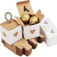 thumbnail image 1 of 50pcs Kraft Paper Gift Box Recyclable Beautiful Simple Heart-to-heart Design Retro Candy Packaging Box For Gift Wrapping, 1 of 8