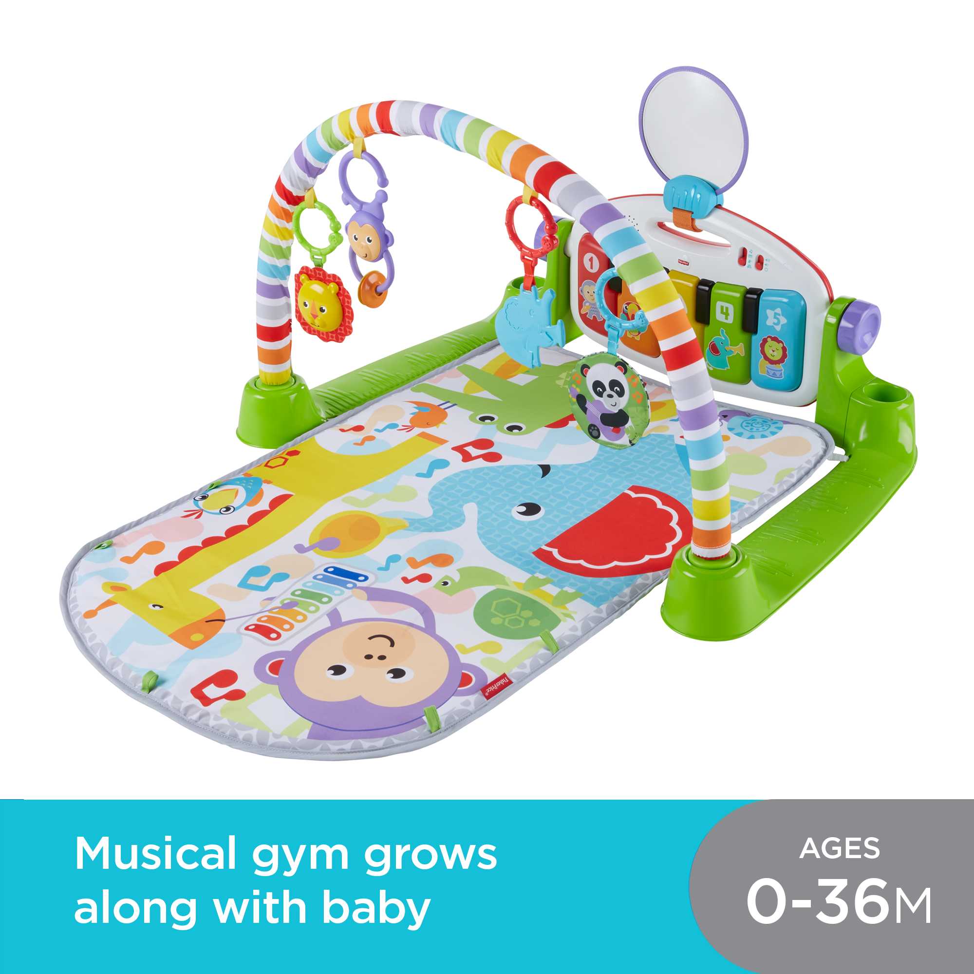 Fisher-Price Deluxe Kick & Play Piano Gym Infant Playmat with Electronic Learning Toy, Green - image 5 of 10