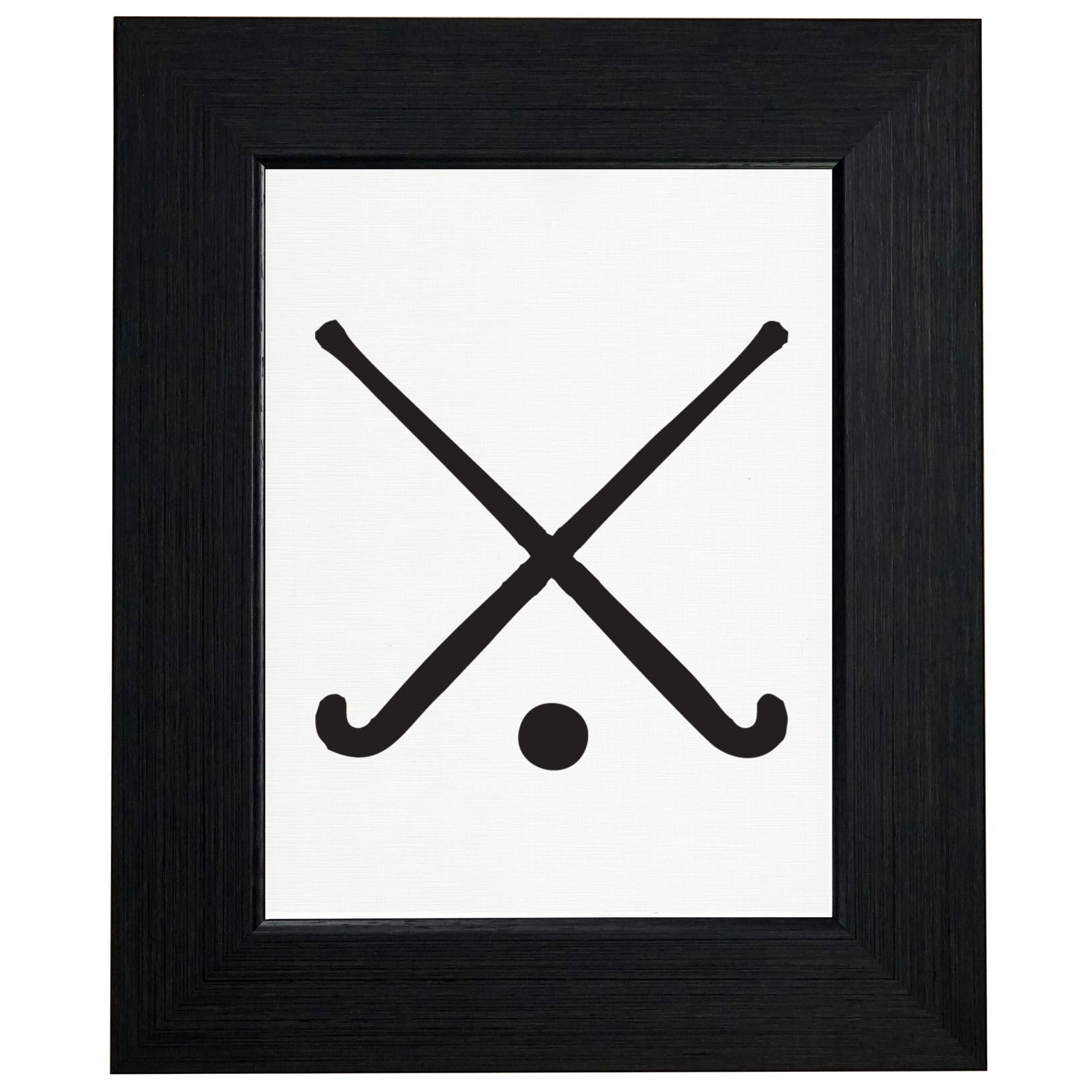 Field Hockey Sticks Crossed With Ball Graphic Silhouette Framed Print