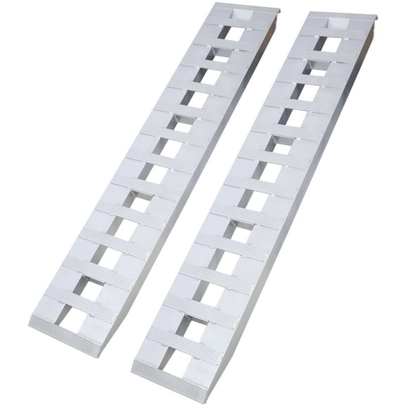 Heavy-Duty Ramps with Top Hook Attaching End, Universal Loading Ramp for Motorcycle, Tractor, ATV/UT 72" X 14" 6600 LBS 1 Pair 2 Ramps Silver Aluminum,