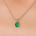 thumbnail image 3 of Gem Stone King 10K White Gold Simulated Green Pendant Necklace for Women | 0.40 Cttw | Gemstone Birthstone | Oval 6X4MM | With 18 inch Chain, 3 of 6