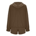 thumbnail image 4 of Costeam Womens Full Zip Hoodie 2 Piece Loungewear Set Side Hand Pockets Elastic High Waist Solid Color Oversized Sweatshirt Short Casual Tracksuit Outfit, 4 of 6