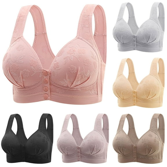 Hrsba Womens Summer Bra,Plus Size Bra for Womens,Woman's Lace Fashion Thin Style Ventilate Front Buckle Bra Without Steel Rim