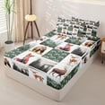 thumbnail image 2 of Manfei Woodland Fox Grid Zipper Twin Comforter Sets with Fitted Sheet and 2 Pillowcases,Green Check Pine Zipper Bedding Set,Light Gray Reversible,4pcs, 2 of 8