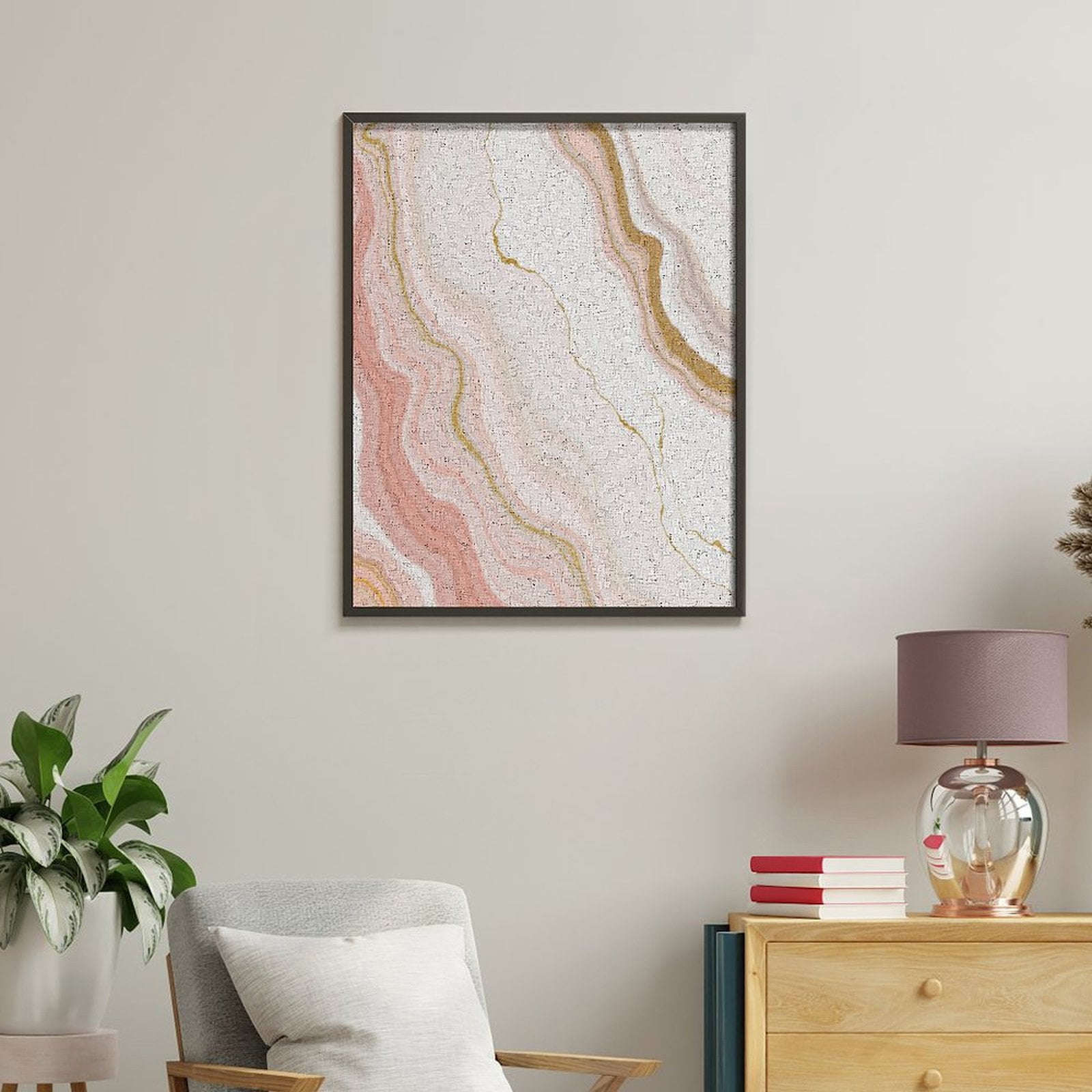Paint By Numbers Kit for Adults Beginner - Peach Marble Abstract Swirls Art DIY Canvas Painting Kits for Adults, Frameless Paint By Number for Adults for Home Wall Decor 16x20 Inch