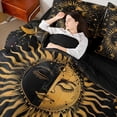 thumbnail image 5 of Homewish Black and Gold Full Size Bedding Sets, Hippie Sun and Moon Full Size Bed in a Bag, Stars Decor, Black Reversible 7 Pieces, 5 of 7