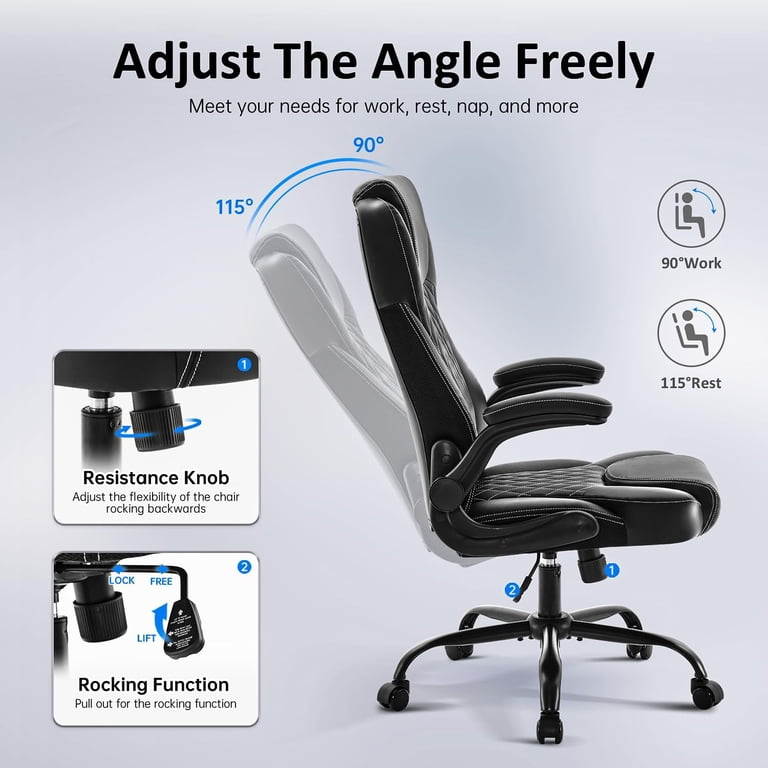 Office Rocking Chair Rocking Function Desk Chair Executive Office Chair - Ergonomic Leather ...