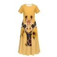thumbnail image 5 of Uourmeti Girl's Short Sleeve Dress Cute Giraffe Print Round Neck Loose Casual Long Maxi Dress with Pockets Flowy Cute Outfits, Size 11-12 Years, 5 of 7