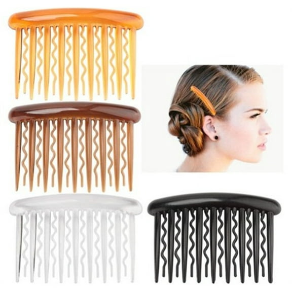 4 Pcs Plastic Teeth Hair Combs,17-Tooth Comb Hair Accessories for Fine Hair,Plastic Side Hair Twist Comb,Small Hair Clip Comb with Teeth,Hair Accessories Bridal Wedding Veil Comb for Women (4 Colors)