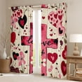 thumbnail image 2 of Homewish Cartoon Flower Loves Blackout Curtains Set of 2 (52x84 Each),Happy Valentine'S Day Window Curtains,Red Beige Curtains and Drapes For Men Women,Luxury Bedroom Decor, 2 of 6