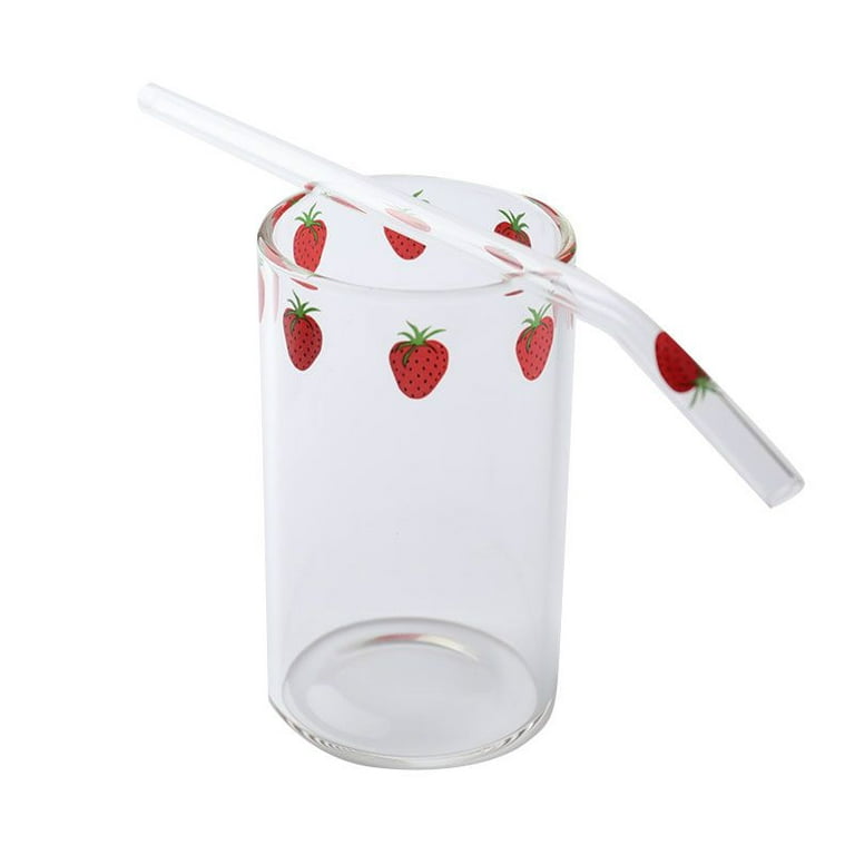 1PC Transparent Glass Drinking Straws Cute Fruit Strawberry Glass Straws  Coffee Milk Straw Reusable Smoothies Bar Accessory