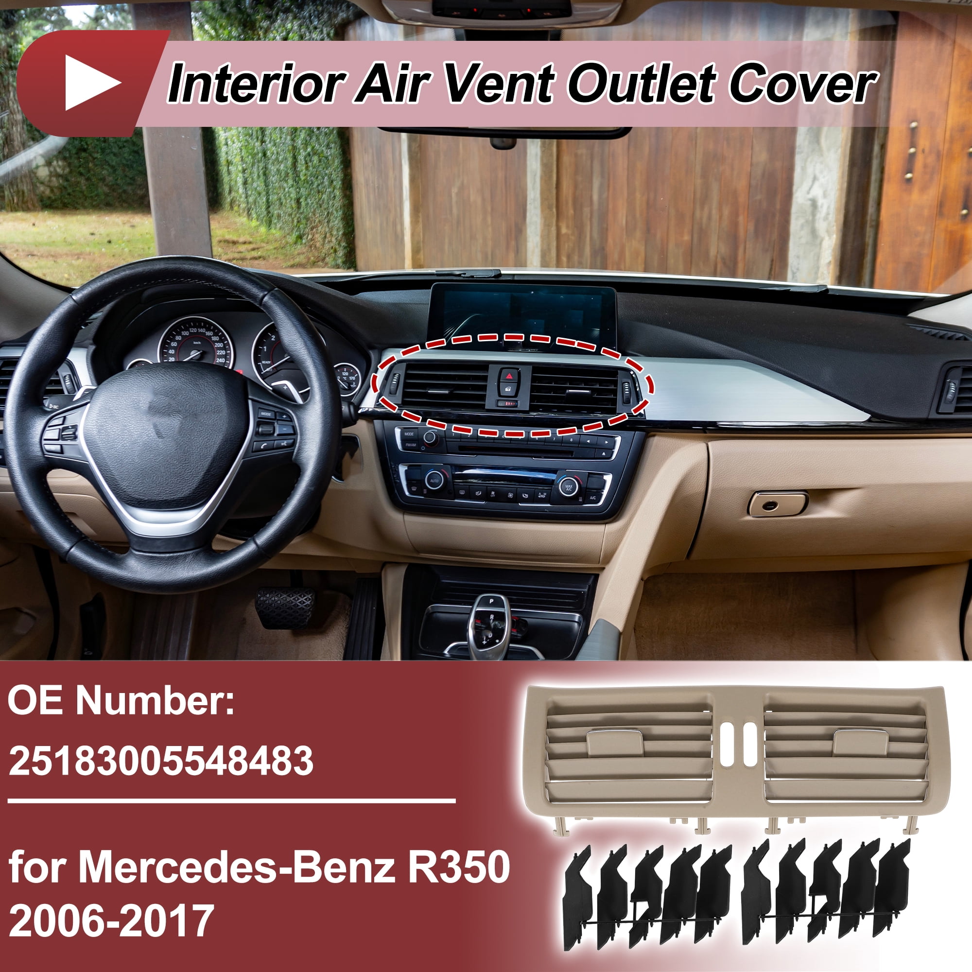 Unique Bargains Front Console Air Outlet Vent Grille for Mercedes R350 2006-2017