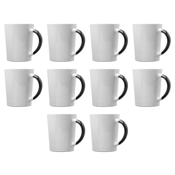 Ceramic Latte Coffee Mugs by Albany 13 oz. Set of 10, Bulk Pack - Perfect for Coffee, Tea, Espresso, Hot Cocoa, Other Beverages - Black