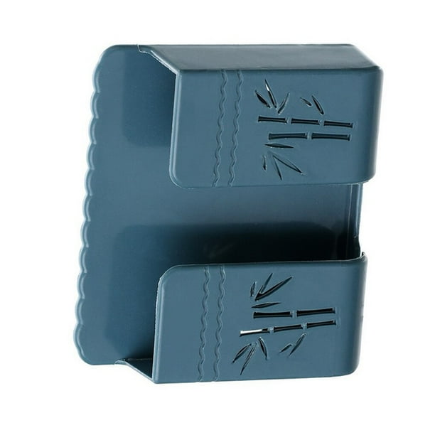 Cateissary Organizador de almacenamiento de teléfono, estante de pared adhesivo de plástico, punzón, soporte para artículos diversos, Almacenamiento y organización del hogar azul