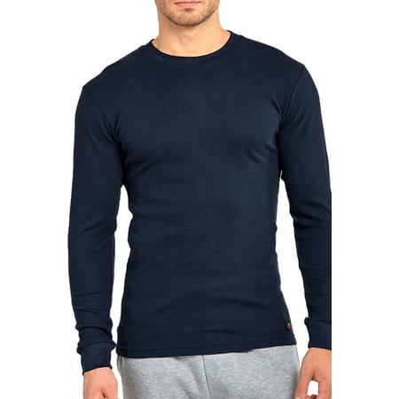 

Mens Crew Neck Medium Weight Classic Cotton Thermal TopNavy 2XLarge