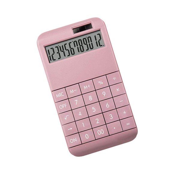 Maoww Calculatrice de Bureau 12 Chiffres Double Alimentation Écran LCD pour Maison Bureau Rose