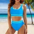 thumbnail image 2 of Yindaity Black Swimsuits for Women Women 2 Piece Bikini Set High Waisted Color Block Swimsuit 2025 Summer Beach Scrunch Ribbed Bathing Suit (BU1,XL), 2 of 6