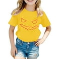 thumbnail image 2 of Weebloom Kids Halloween T Shirts Printed T Shirt Short Sleeved Tops For 1-13 Years Old Cute Shirt,Yellow, 2 of 3