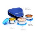 thumbnail image 3 of Sleek Stainless Steel Medium Lunch Box With Bag - Blue, Set Of 3 Containers | 1 Container, 350ml+ 2 Containers, 250ml Each - Airtight, Leak Proof & Spill Proof, 3 of 3