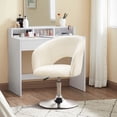 thumbnail image 3 of Modern Accent Chairs Adjustable Height Makeup Vanity Chair Swivel Chair for Bedroom, Makeup Room, Faux Fur-White, 3 of 8