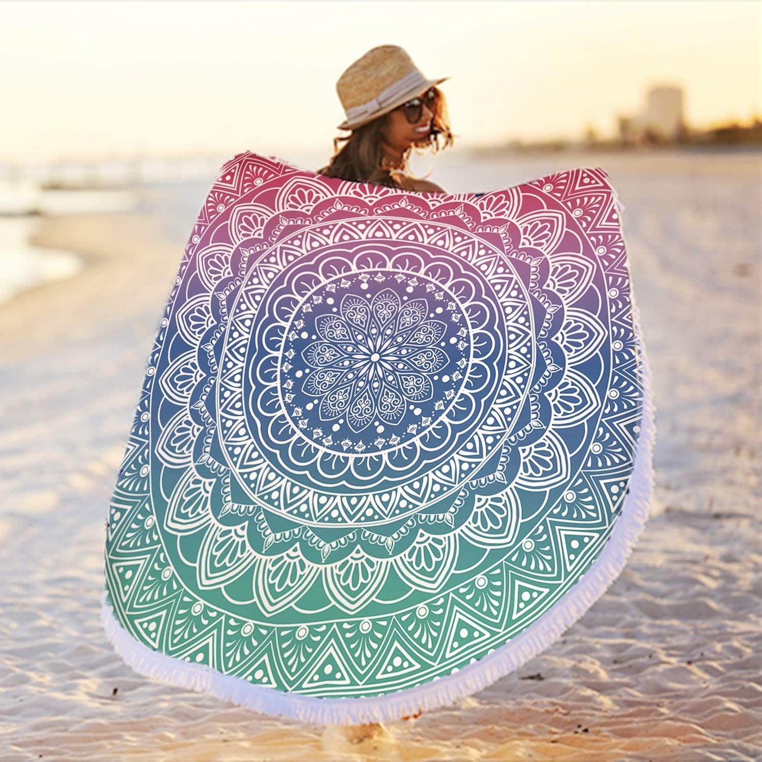 Unbranded Large Round Microfiber Mandala Beach Towel Blanket Other 59 Inches 150cm In Diameter