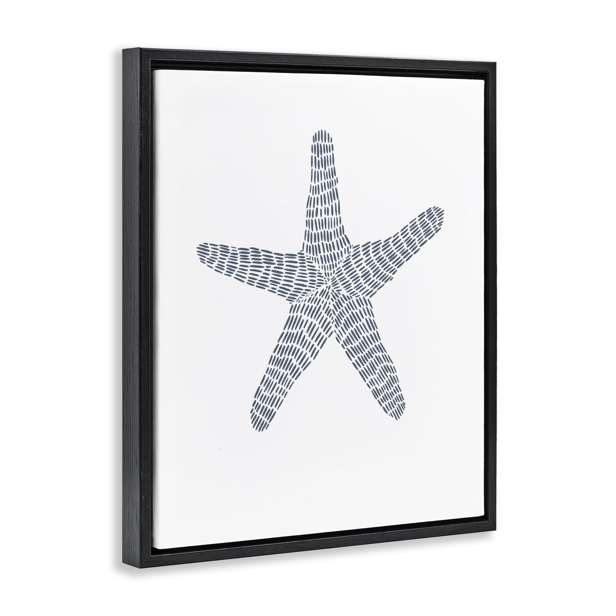 Stupell Industries Minimal Starfish on White Coastal Painting Black Floater Framed Canvas Art Print Wall Art, 17 x 21