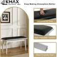 thumbnail image 3 of Kmax Entryway Bench, 35" Small Dining Bench with Wood Leg Rustic Upholstered Window Bench for Entrance Dining Room Living Room - PU Black, White Legs, 3 of 18