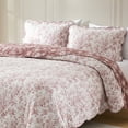 thumbnail image 2 of Lush Decor Peony Toile Reversible Cotton Quilt 3 Piece Set King/ Cal King Rosewood - Floral Quilt - Pink Bedding Set - Scalloped Edge - Coquette Decor, 2 of 10